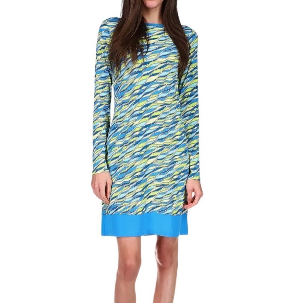 Michael Kors Long Sleeve Border Dress, Limeade, Size‎ S, NWT